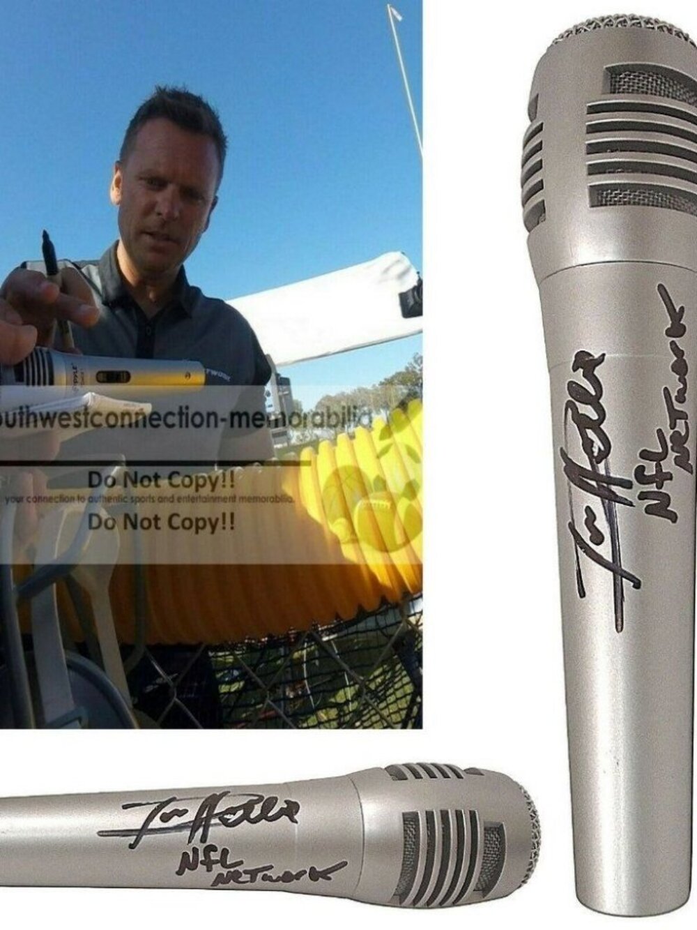 Dan Hellie Signed Microphone Inscription NFL Network Mic Exact Proof Autographed